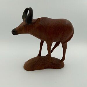 Hand Carved Wooden Ranch Cattle Figurine 10" Tall 9 1/4" Long